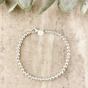 925 Sterling Silver Bead Bracelet 4 mm Ball Bracelet Small Bracelet 7 inch